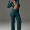 Knit High-Waist Salana Wide Leg Pant - Midnight Green