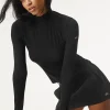 Ribbed Sea Coast Mockneck Long Sleeve - Black