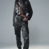 Faux Leather Power Hour Jogger - Black