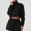 Cropped 1/4 Zip Alumni Pullover - Black