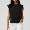 Headliner Shoulder Pad Sleeveless Tee - Black