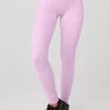 Semi-Sheer Seamless Cable Knit High-Waist Legging - Sugarplum Pink
