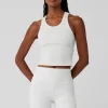 Goddess Ribbed Go-To Tank - White