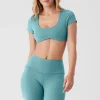 Airbrush Figure Short Sleeve Bra - Teal Agate