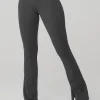 High-Waist Pinstripe Zip It Flare Legging - Anthracite/Black