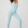 Semi-Sheer Seamless Cable Knit Onesie - Chalk Blue
