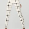 Airlift High-Waist Magnified Plaid Legging - Ivory/Black