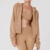 Routine Cropped Zip Hoodie - Toasted Almond
