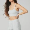 Ribbed Crop Whisper Bra Tank - Athletic Heather Grey