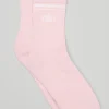 Unisex Half-Crew Throwback Sock - Powder Pink/White
