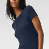 Ribbed Sea Coast Tee - Navy