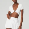 Ribbed Knotty Short Sleeve - White