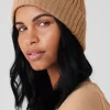 Cashmere Blend Rib Beanie - Toasted Almond