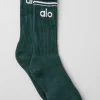 Unisex Throwback Sock - Midnight Green/White