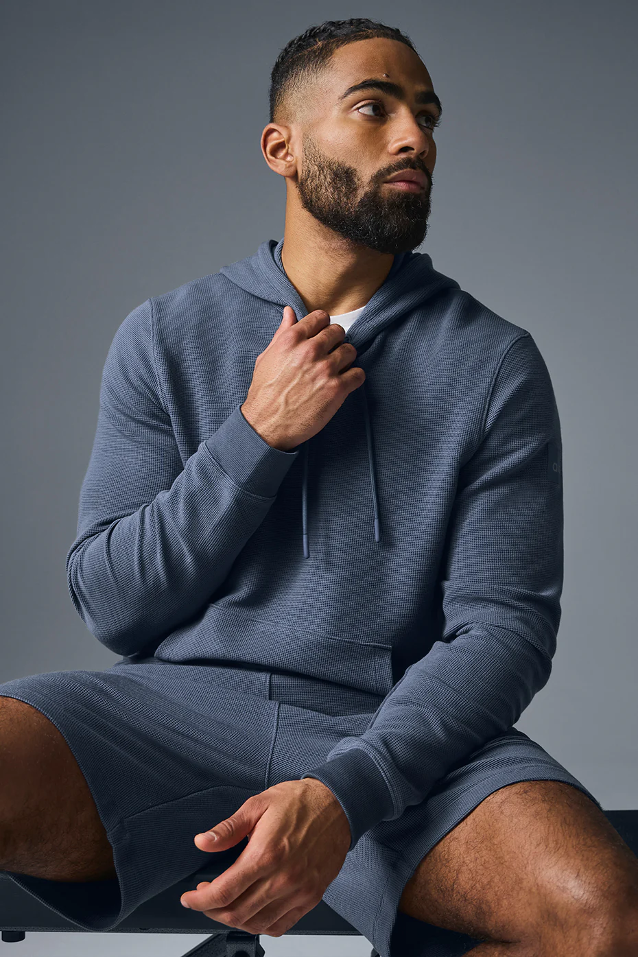 Micro Waffle Fast Break Hoodie - Bluestone