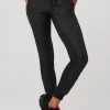 Airbrush Winter Warm High-Waist Moto Puffer Pant - Black