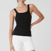 Ribbed Sea Coast Scoop Neck Tank - Black