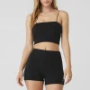 Goddess Ribbed Bandeau Top - Black