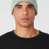 Cashmere Blend Rib Beanie - Icy Sage
