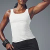 Ribbed Sea Coast Scoop Neck Tank - White