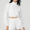 Cropped 1/4 Zip Alumni Pullover - White