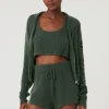 Cashmere Plush Waffle Full Zip Hoodie - Dark Cactus