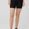 5&quot; Airlift High-Waist Leopard Debossed Biker Short - Black