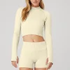 Seamless Cable Knit Long Sleeve Top - French Vanilla
