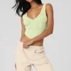 Open-Knit Chase The Sun Corset Tank - Iced Green Tea