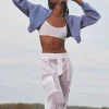Sheer Effusion Cargo Wide Leg Trouser - White