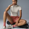 Wellness Rib Mock Neck Polished Short Sleeve - Ivory