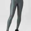 Alosoft Ribbed High-Waist Shimmer Legging - Dark Grey Iridescent
