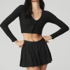 Ribbed Cropped Whisper Cardigan - Black