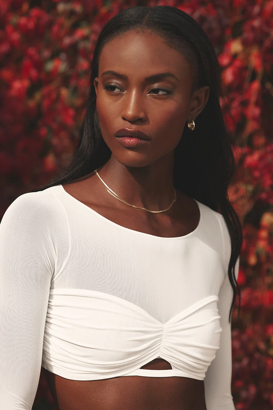 Mesh Sheer Illusion Cropped Long Sleeve - Ivory