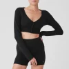 Alolux Cropped Me Time Cardigan - Black