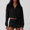 1/4 Zip Cropped In The Lead Coverup - Black