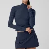 Ribbed Sea Coast Mockneck Long Sleeve - Navy