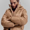 Faux Leather Boss Puffer - Toasted Almond