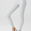 Alosoft Ribbed High-Waist Shimmer Legging - Light Grey Iridescent