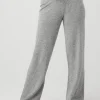 Cashmere High-Waist Jet Set Wide Leg Pant - Dove Grey Heather