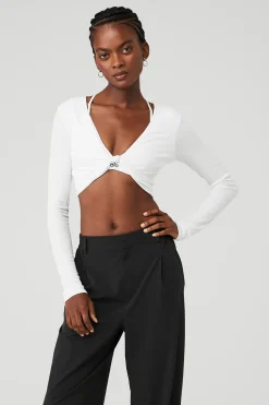 Ribbed Knotty Long Sleeve - White