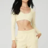 Ribbed Defined Long Sleeve Bra - French Vanilla