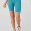 7&quot; Seamless High-Waist Ribbed Biker Short - Blue Splash