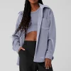 Ribbed Velour Mountain Side Shacket - Fog