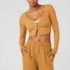 Ribbed Cropped Whisper Cardi - Toffee