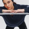 Cropped Cozy Day Henley Pullover - Navy