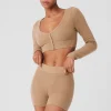 Alolux Cropped Me Time Cardigan - Toasted Almond