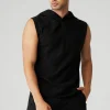 Qualifier Sleeveless Hoodie - Black Slub