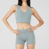 Goddess Ribbed Cropped Racerback Tank - Cosmic Grey