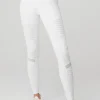 High-Waist Moto Legging - White/White Glossy